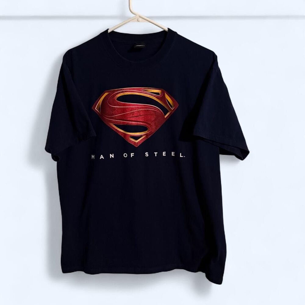 DC Comics T-Shirt Mens XL Navy Man Of Steel Superman Movie Graphic Tee